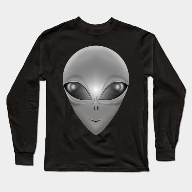 Alien Grey Long Sleeve T-Shirt by Wickedcartoons